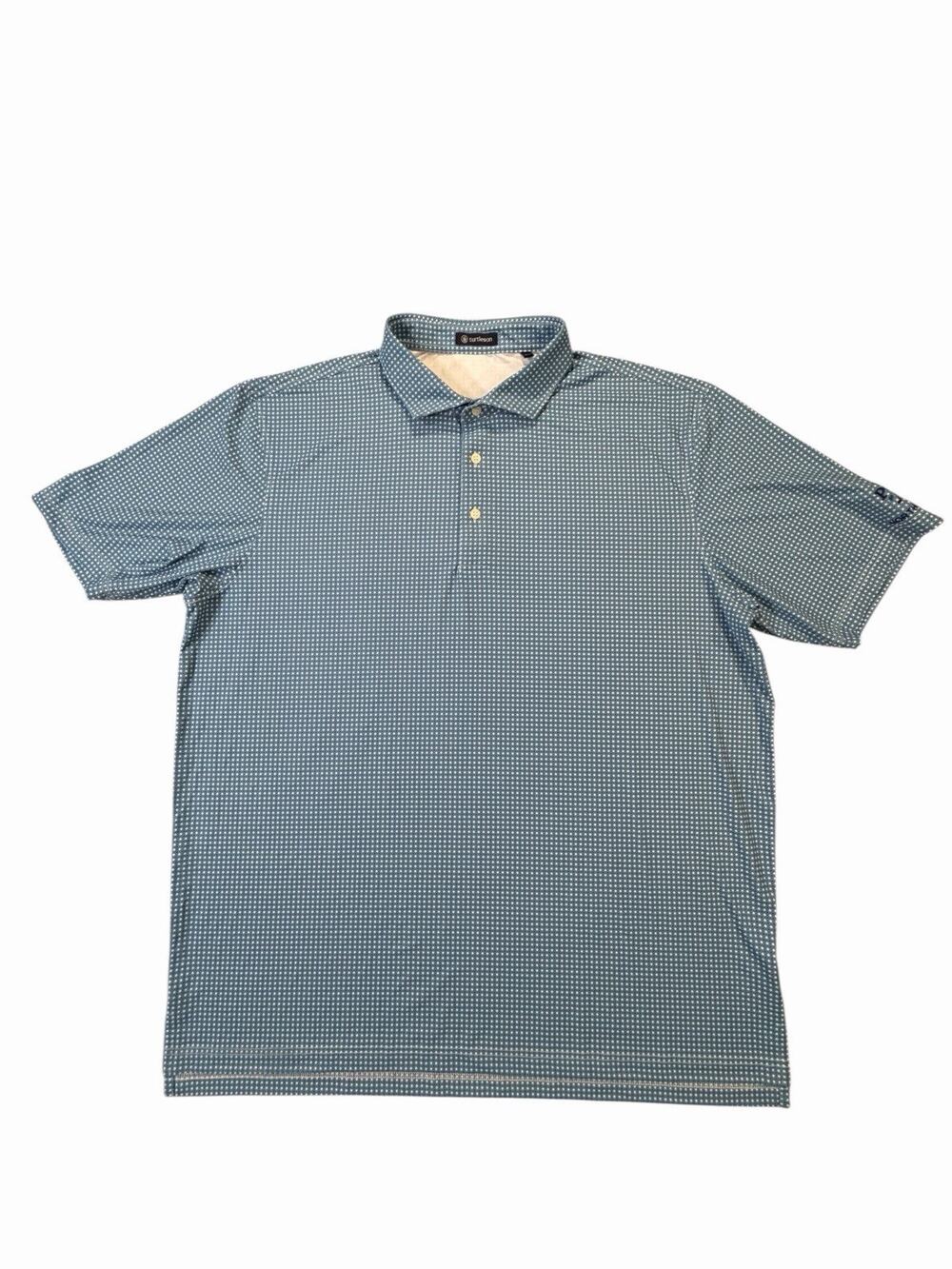 Turtleson Performance Golf Polo‎ Shirt Mens 2XL Blue Geometric Stretch